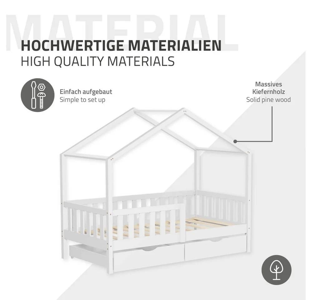 ML-DESIGN Kinderbett Hausform Weiß mit Schubladen - Bild 5