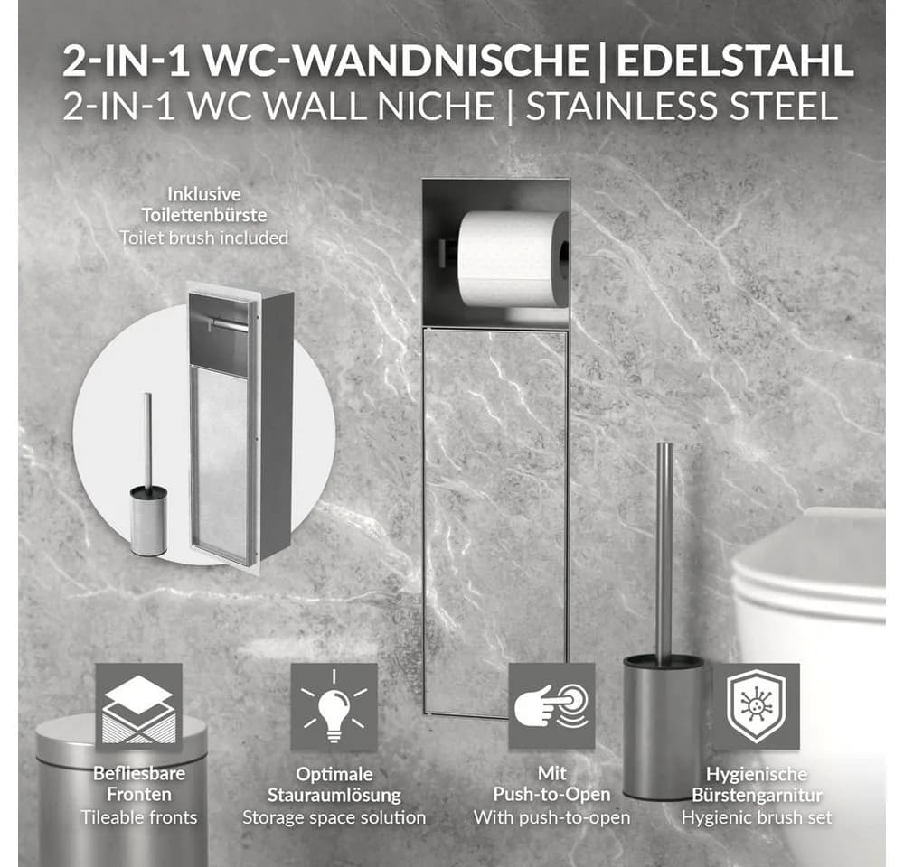 LuxeBath Toilettenpapierhalter Unterputz-Schrankmodul Edelstahl