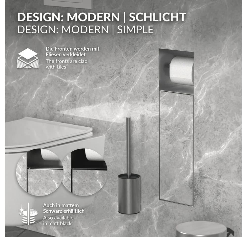 LuxeBath Toilettenpapierhalter Unterputz-Schrankmodul Edelstahl - Bild 3