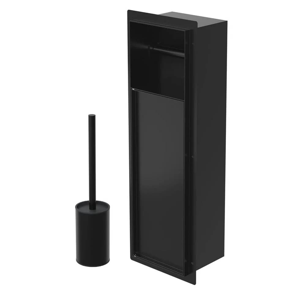 LuxeBath Unterputz-WC-Modul Schwarz Edelstahl mit Toilettenpapierhalter - Bild 2