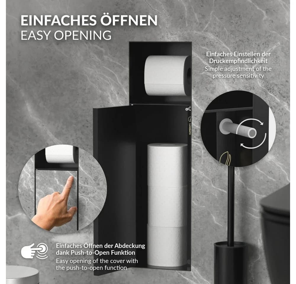 LuxeBath Unterputz-WC-Modul Schwarz Edelstahl mit Toilettenpapierhalter - Bild 5