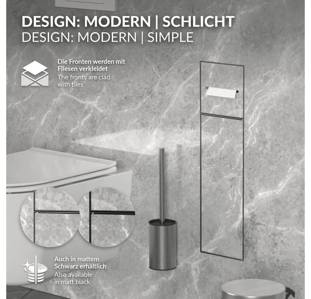 LuxeBath Toilettenpapierhalter Unterputz-Schrankmodul Edelstahl mit Stauraum - Bild 3