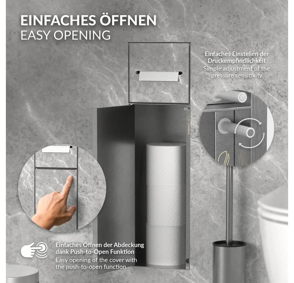 LuxeBath Toilettenpapierhalter Unterputz-Schrankmodul Edelstahl mit Stauraum - Bild 5