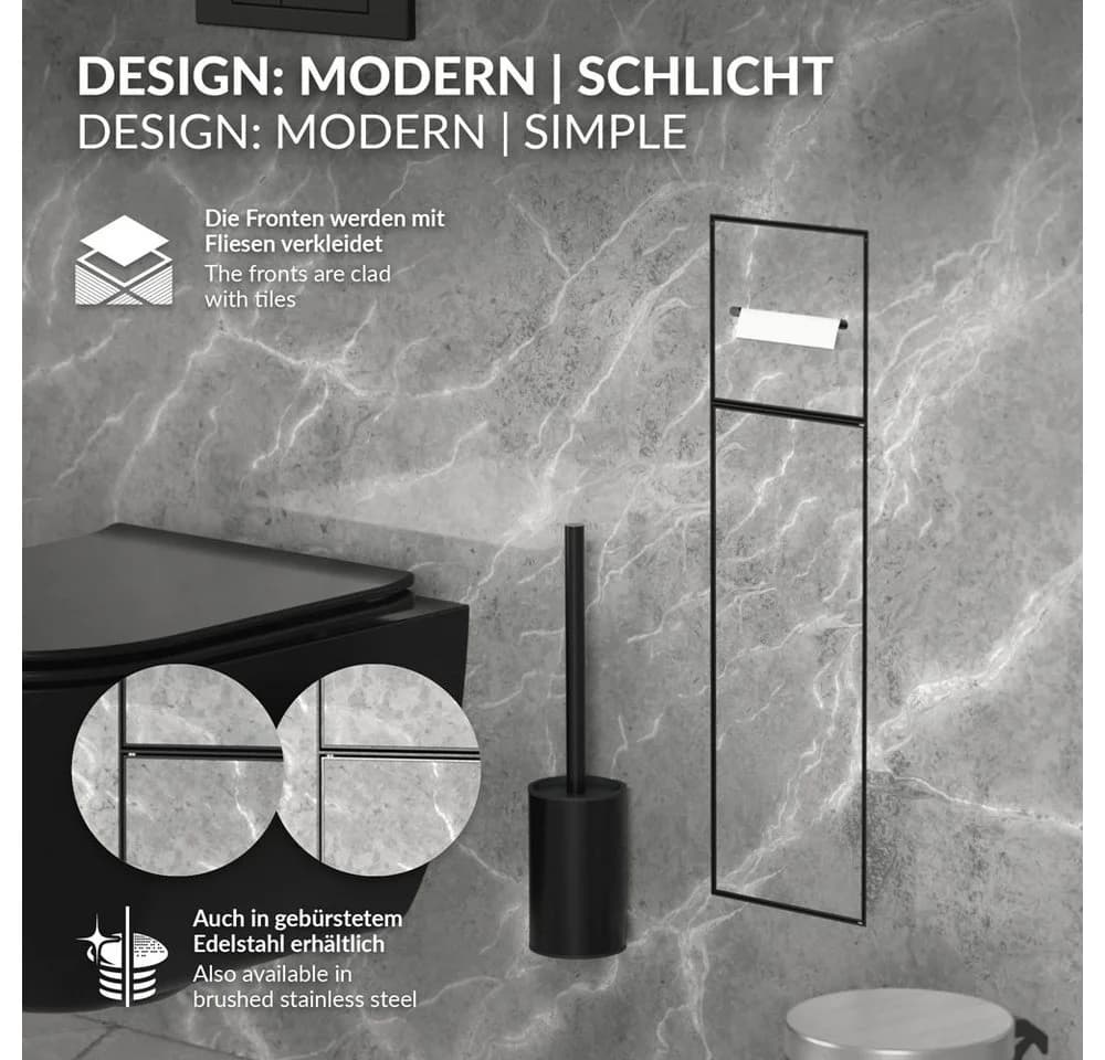 LuxeBath Unterputz-WC-Modul Schwarz mit Toilettenpapierhalter - Bild 3