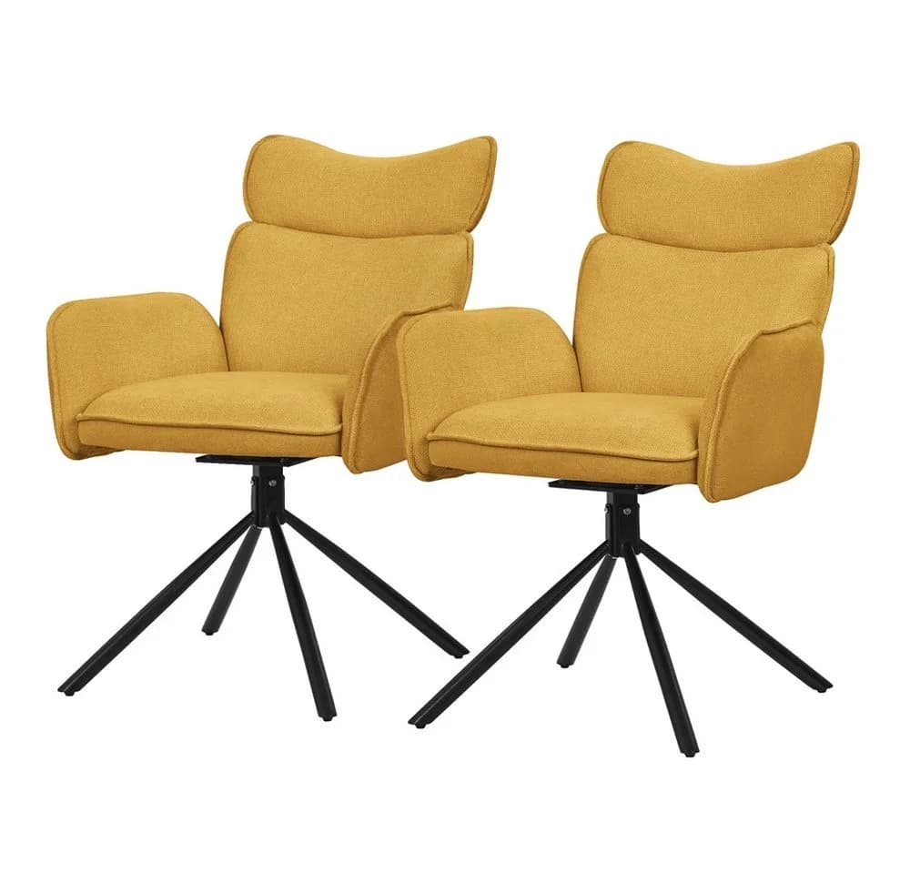 ML-DESIGN Polsterstuhl 2er Set Senf 360° Drehbar mit Armlehne - Bild 2