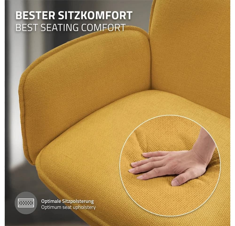 ML-DESIGN Polsterstuhl 2er Set Senf 360° Drehbar mit Armlehne - Bild 4