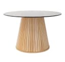 ML-DESIGN Couchtisch Rund Glasplatte Holz-Optik Braun Bild 1