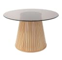 ML-DESIGN Couchtisch Rund Glasplatte Holz-Optik Braun Bild 2