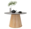 ML-DESIGN Couchtisch Rund Glasplatte Holz-Optik Braun Bild 4