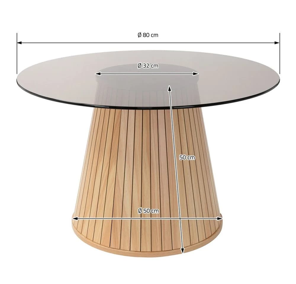 ML-DESIGN Couchtisch Rund Glasplatte Holz-Optik Braun - Bild 5