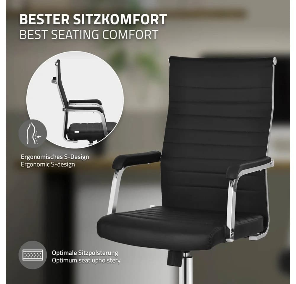 ML-DESIGN Bürostuhl Schwarz mit Armlehnen & Wippfunktion - Bild 5