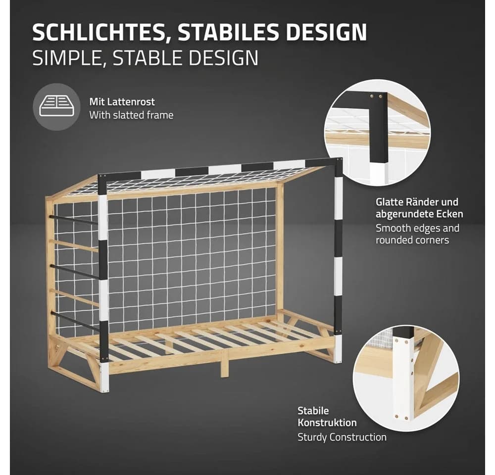 ML-DESIGN Spielbett Kinderbett Fußballtor Kiefernholz mit Matratze - Bild 4