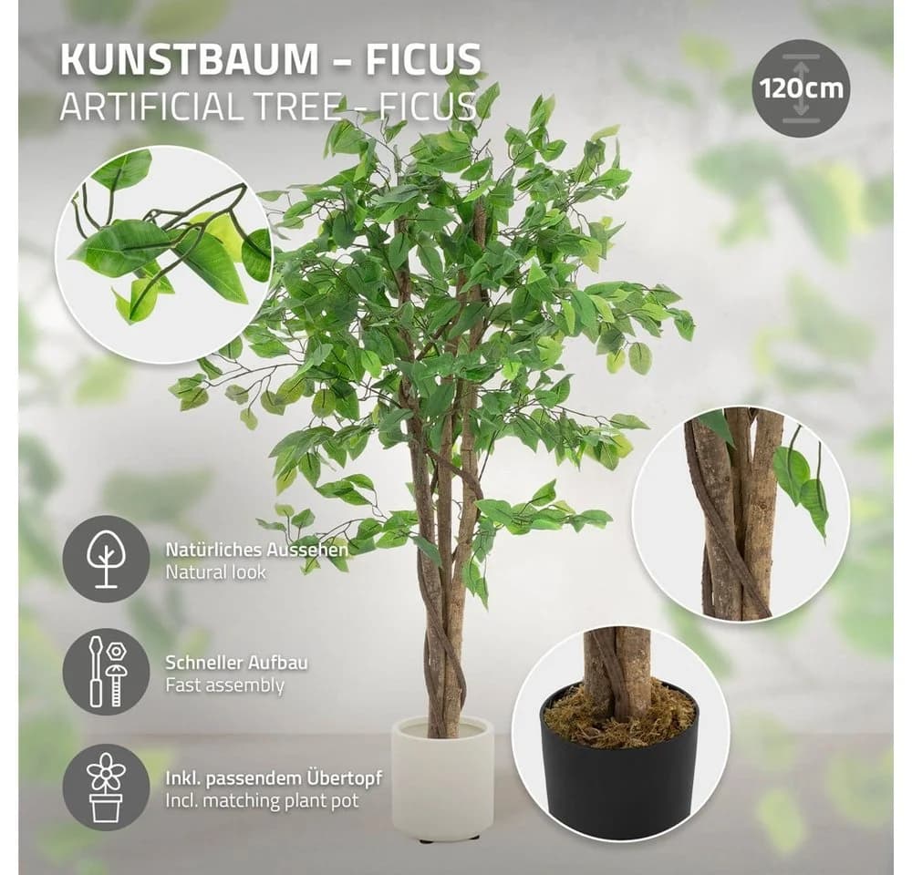 Kunstpflanze Ficus 120 cm ML-DESIGN