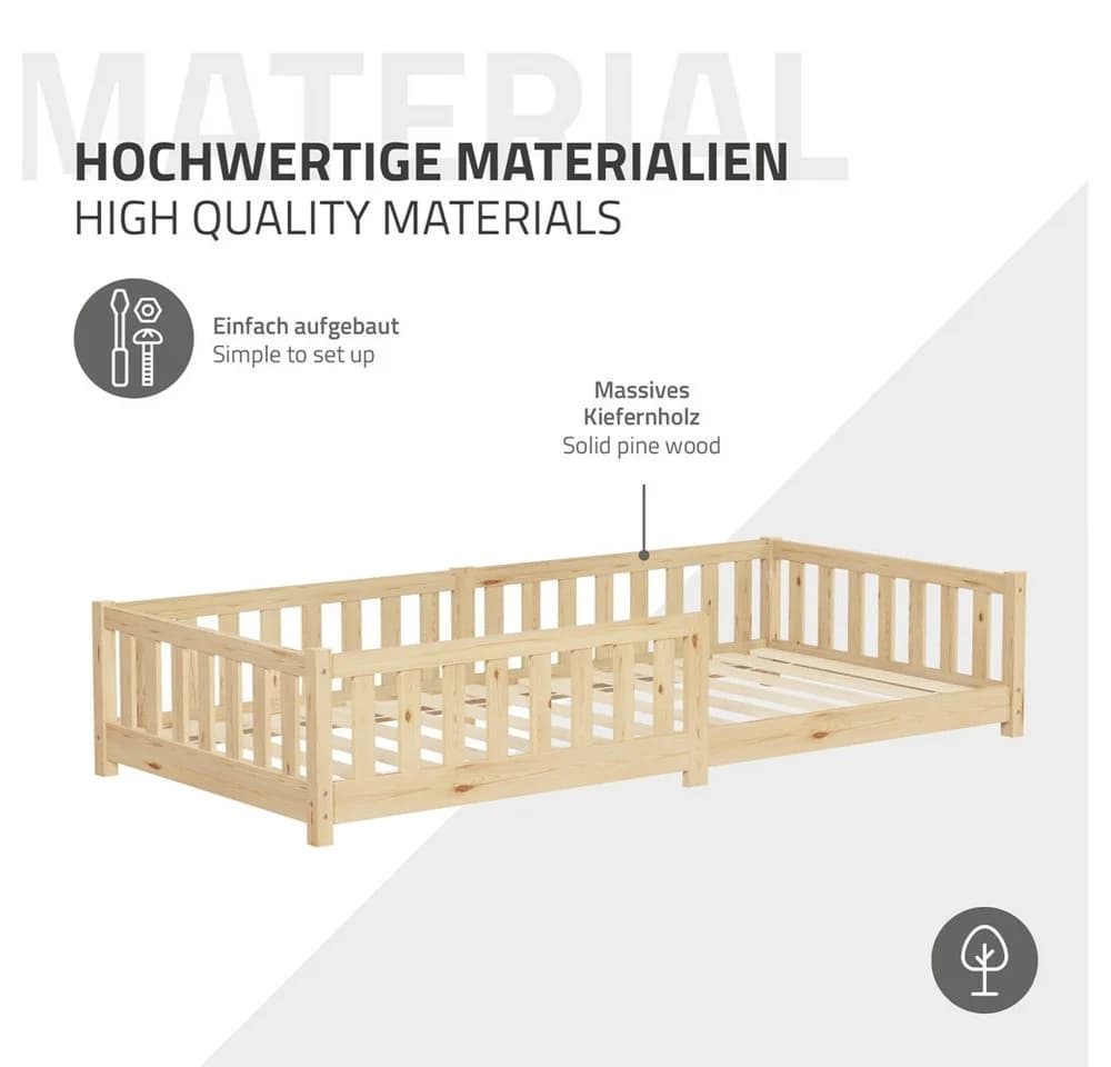 ML-DESIGN Kinderbett mit Rausfallschutz Kiefernholz Natur 90x200cm - Bild 5
