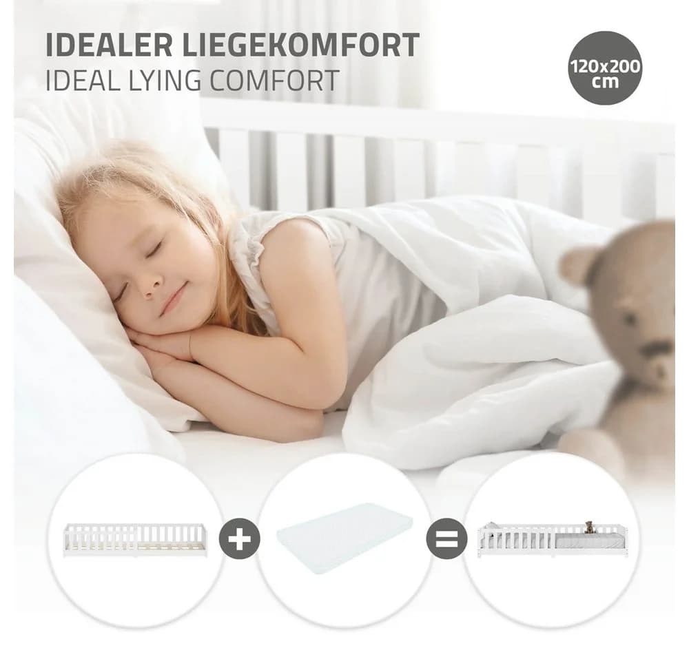 ML-DESIGN Kinderbett mit Rausfallschutz Weiß Kiefernholz - Bild 4