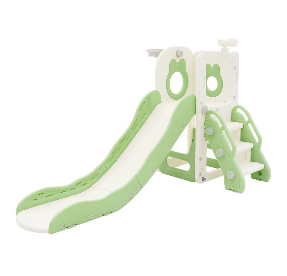 Joyz Rutsche Spielzeug Set 3in1 mit Rutsche und Basketballkorb Weiß-Grün - Bild 2