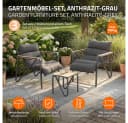 ML-DESIGN Gartenlounge-Set 3-tlg. Anthrazit/Grau mit Keramikglas-Tisch Bild 1