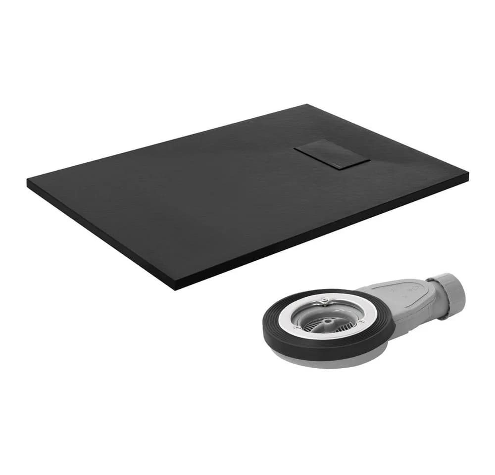 LuxeBath Duschwanne 100x70 cm Schwarz mit Ablaufgarnitur - Bild 2