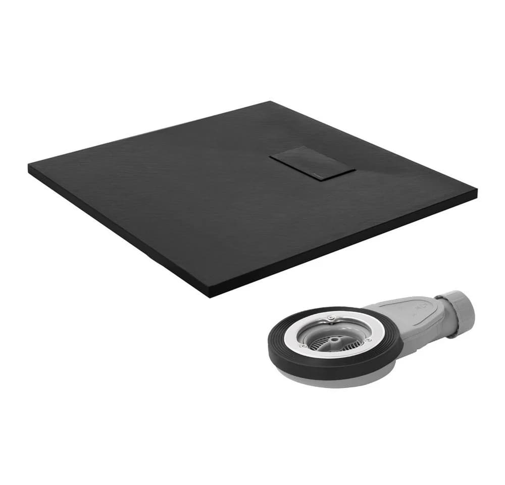 LuxeBath Duschwanne 80x80cm Schwarz mit Ablaufgarnitur - Bild 2