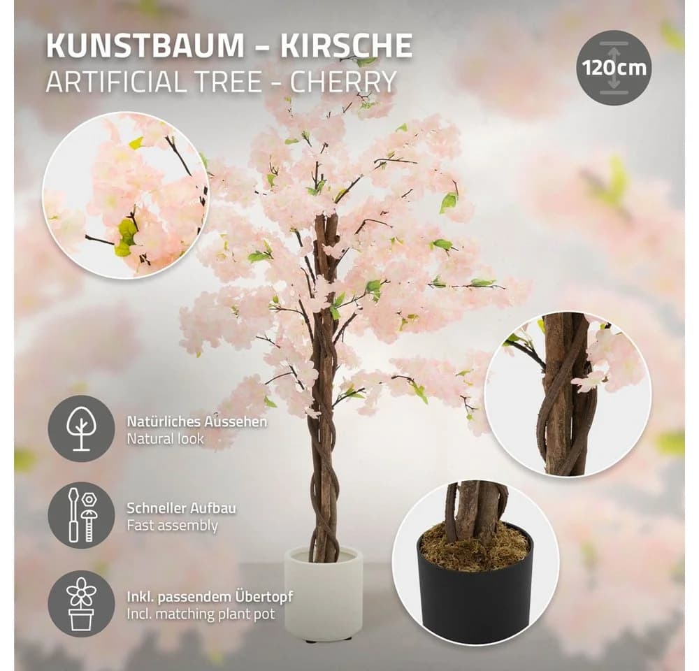 Kunstpflanze Kirschbaum 120 cm ML-DESIGN