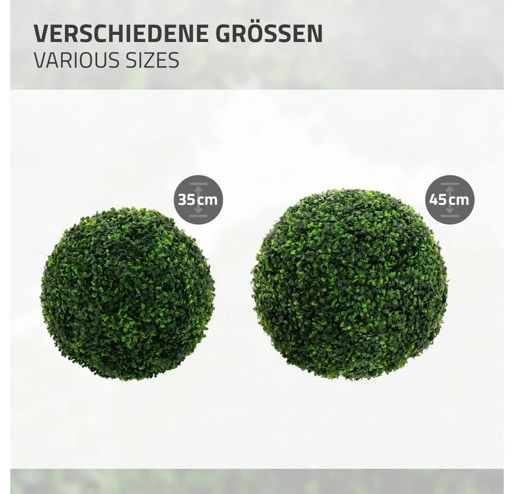 ML-DESIGN Buchsbaumkugel 2er Set Grün Kunststoff Deko - Bild 5