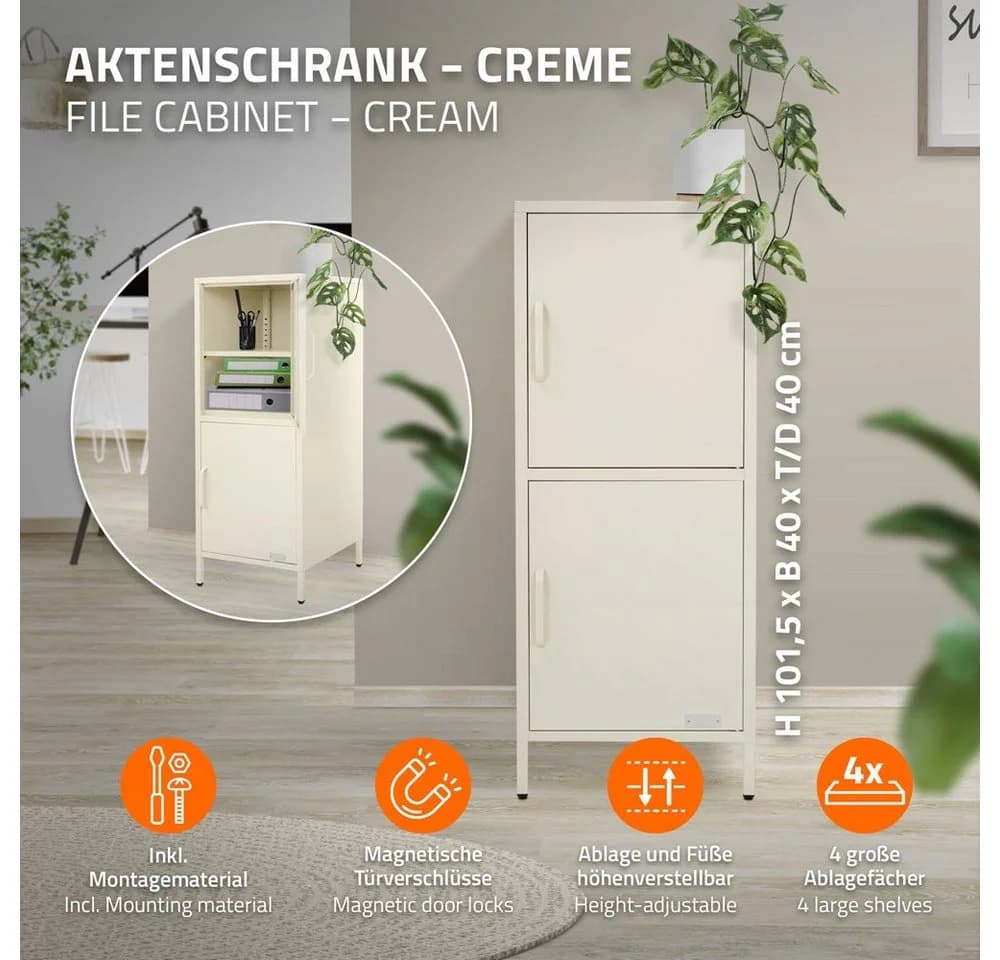 ML-DESIGN Aktenschrank Metallschrank 2 Türen Verstellbare Regalböden