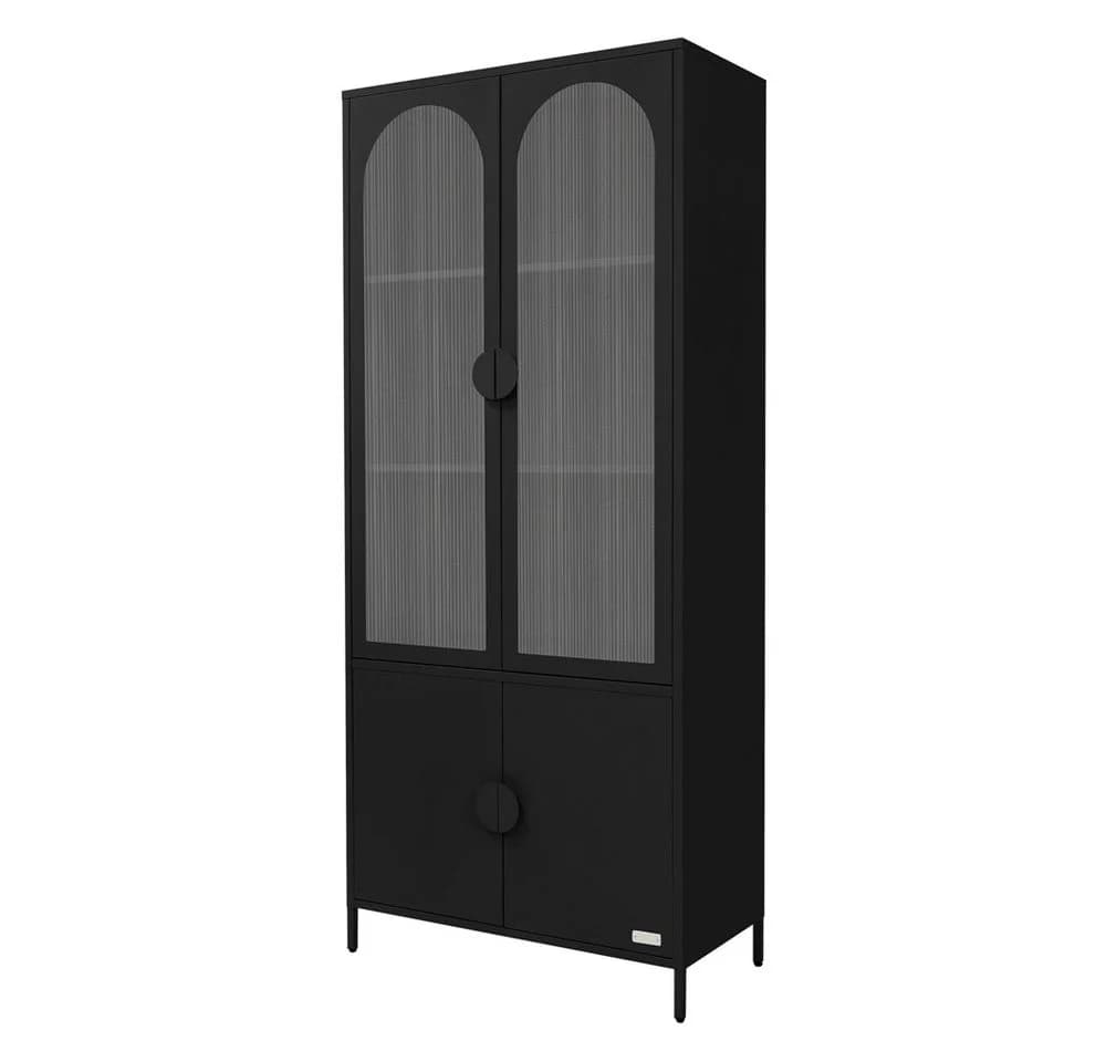 ML-DESIGN Vitrinenschrank Stahl Schwarz 4 Türen - Bild 2