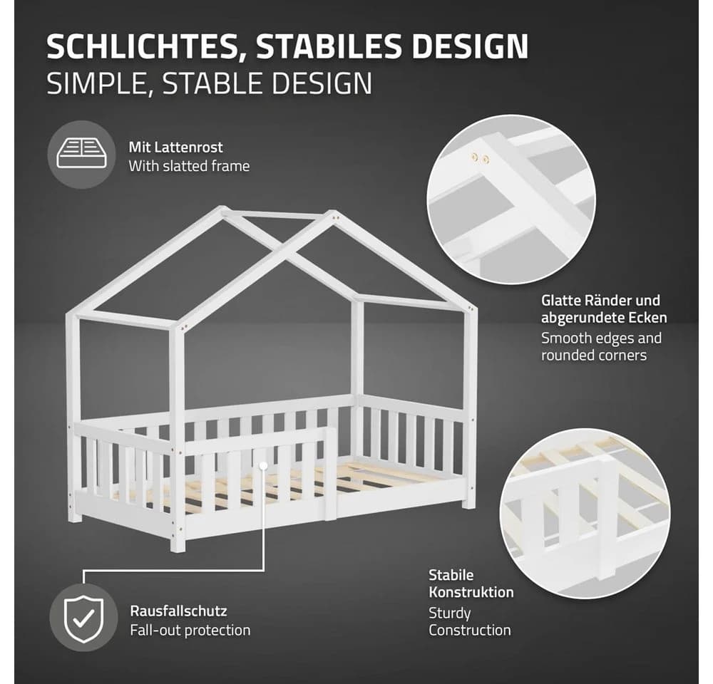 ML-DESIGN Kinderbett Hausbett Weiß mit Matratze & Lattenrost - Bild 4