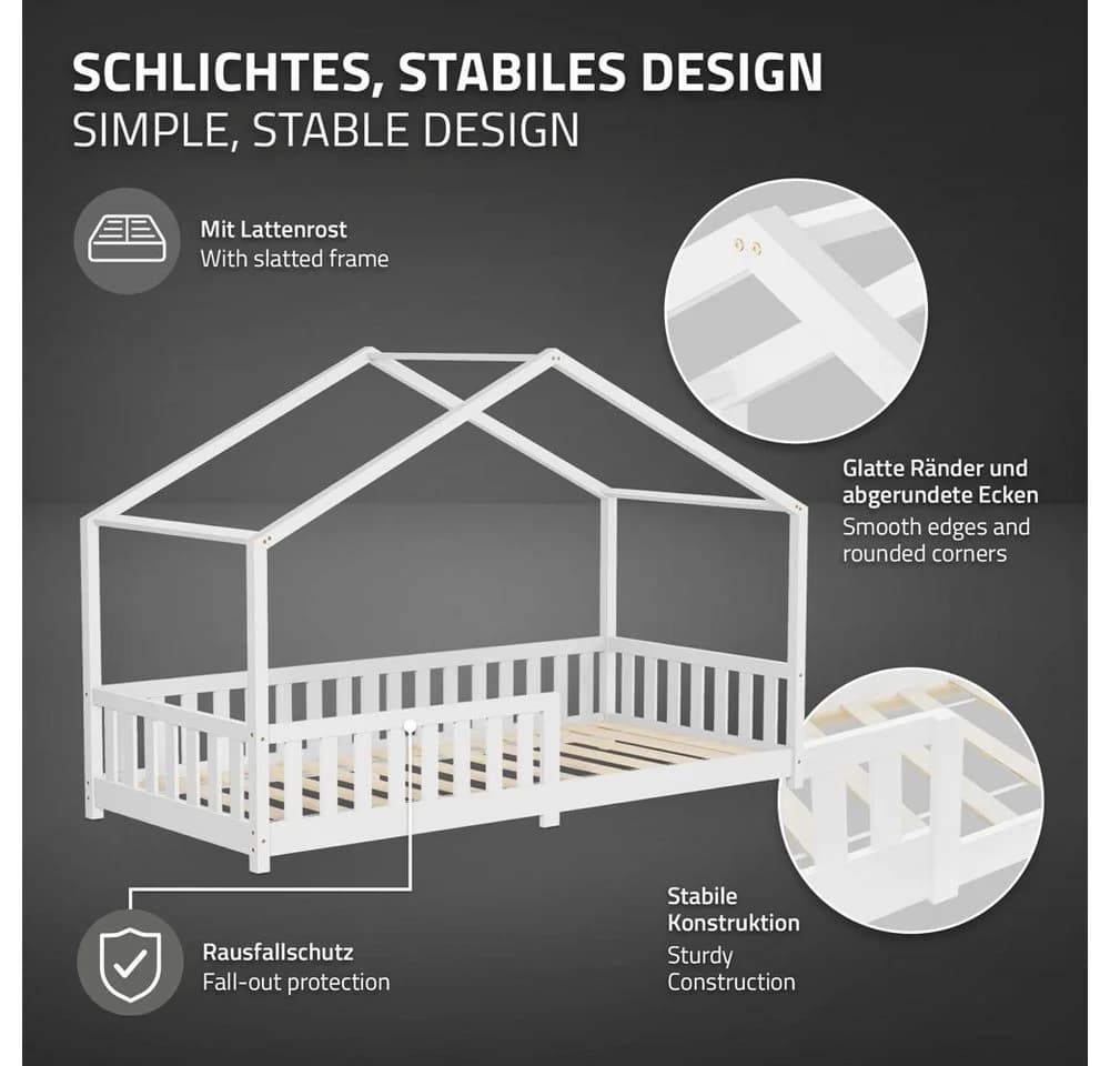 ML-DESIGN Kinderbett Hausbett Weiß mit Matratze & Lattenrost - Bild 4
