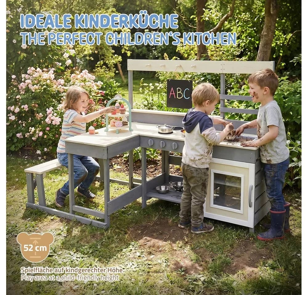 Joyz Outdoor-Spielküche mit Sitzbank und Zubehör - Bild 4