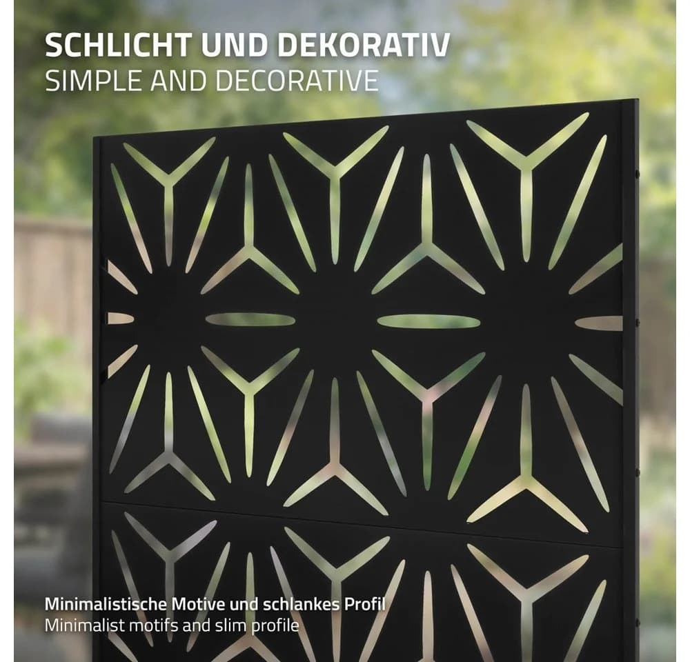 ML-DESIGN Metall-Sichtschutz Paravent 3 Paneele 90x180cm Stahl Schwarz - Bild 5