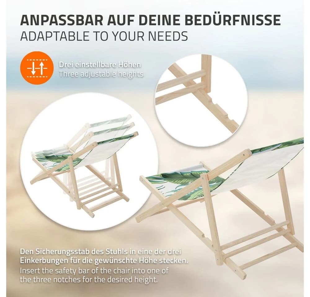 ECD Germany Gartenliege Holz Klappbar Grün-Weiß 3-Fach Verstellbar - Bild 4