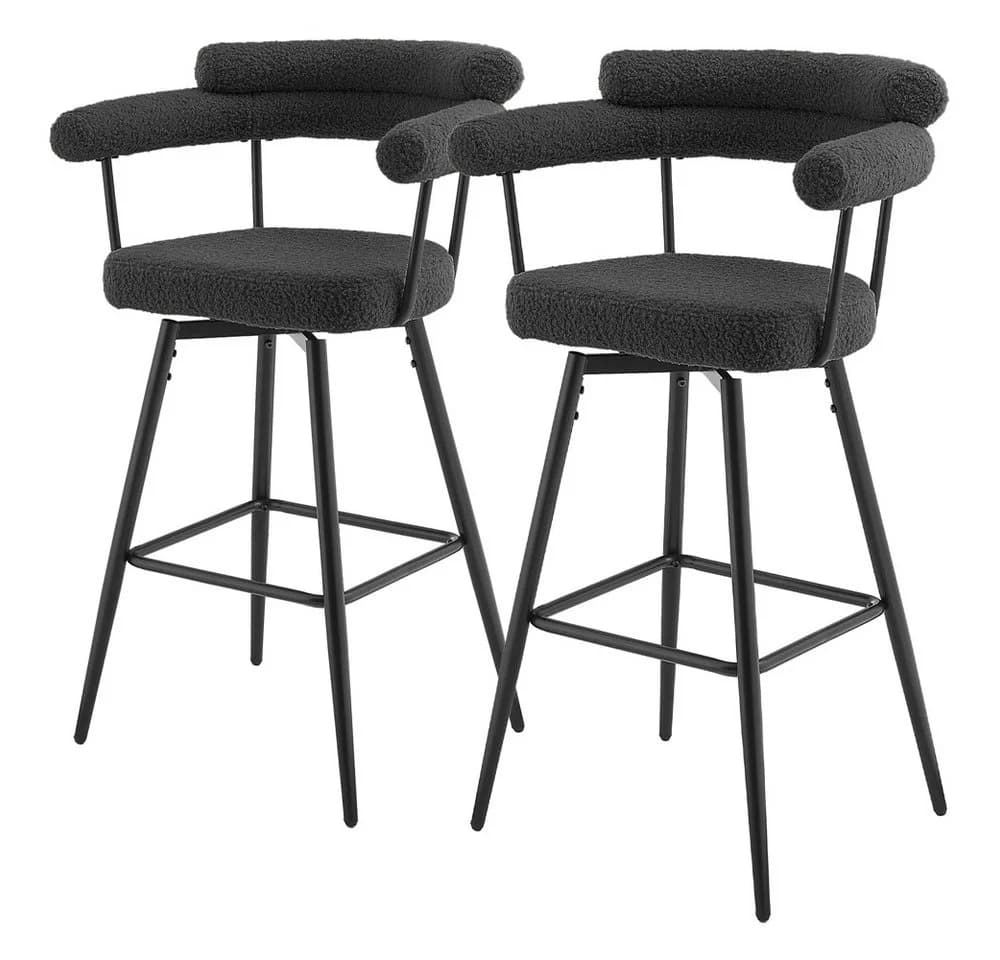 ML-DESIGN Barhocker 2er Set Gepolstert Dunkelgrau 360° drehbar - Bild 2