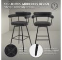 ML-DESIGN Barhocker 2er Set Gepolstert Dunkelgrau 360° drehbar Bild 3