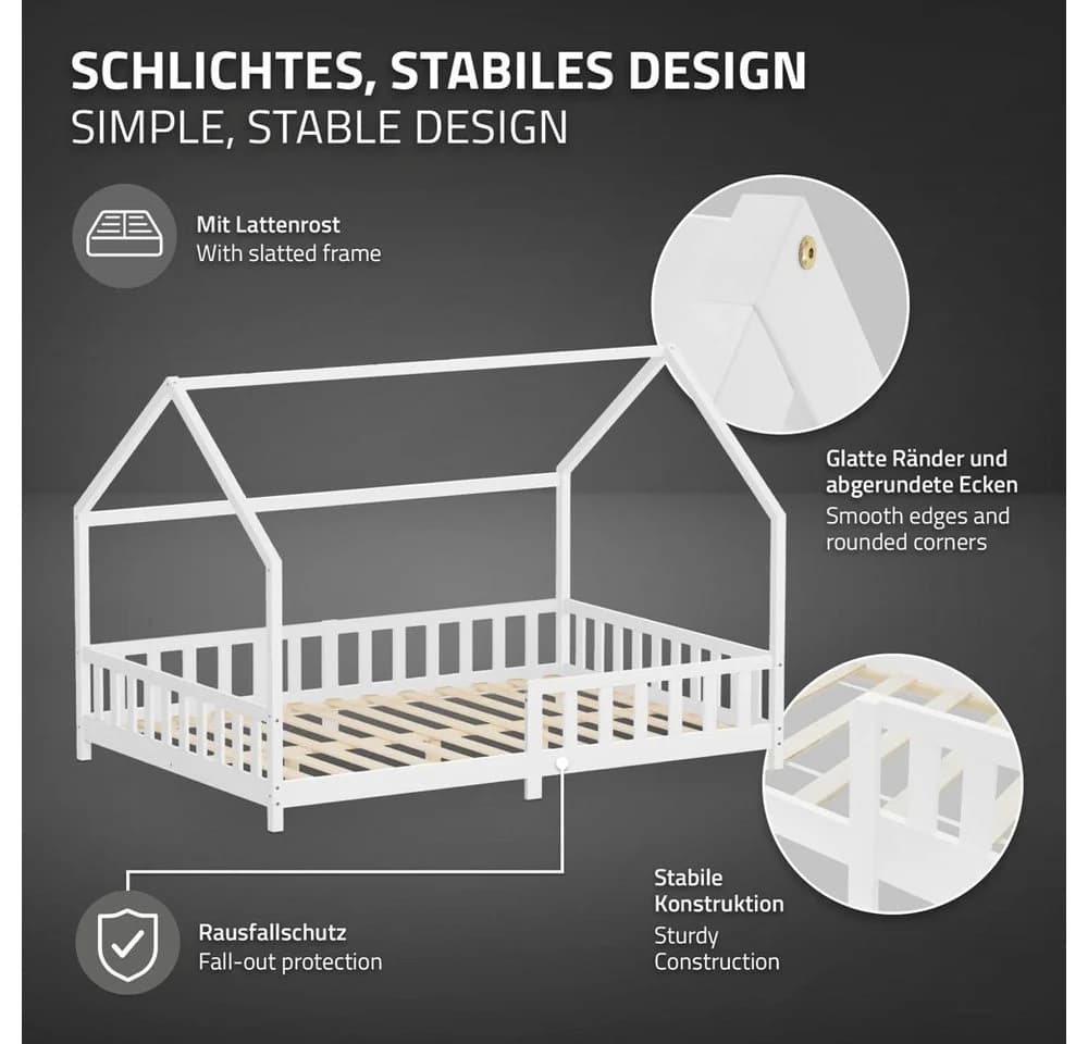 ML-DESIGN Kinderbett Weiß mit Rausfallschutz & Lattenrost - Bild 3
