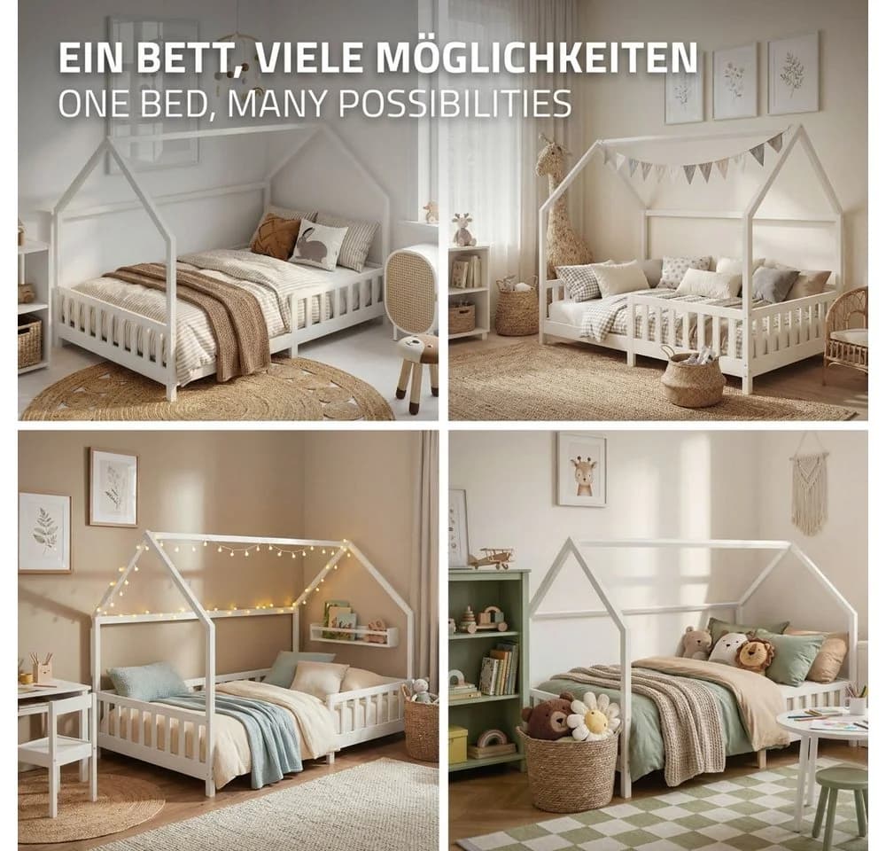 ML-DESIGN Kinderbett Weiß mit Rausfallschutz & Lattenrost - Bild 5