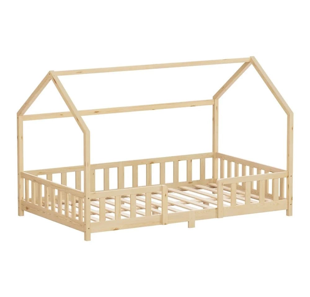 ML-DESIGN Kinderbett Hausbett Kiefernholz Beige mit Rausfallschutz - Bild 2