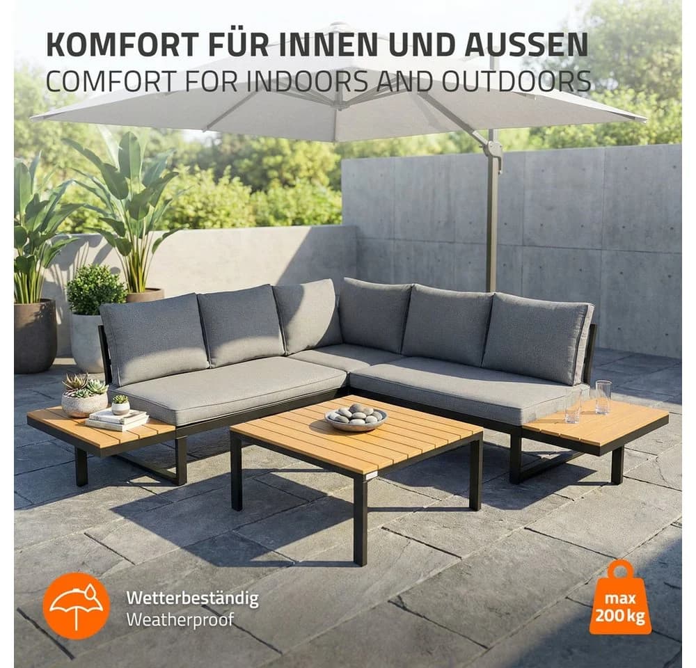 ML-DESIGN Gartenlounge-Set 3 tlg - Ecksofa mit Kissen - Bild 4
