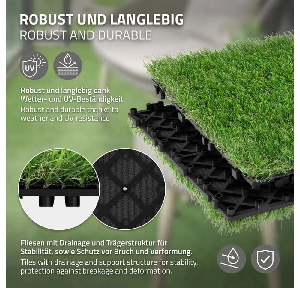 ML-DESIGN Kunstrasen-Platten Grün mit Klicksystem & Drainage - Bild 3
