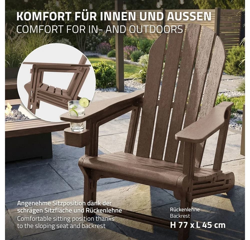 ML-DESIGN Gartenstuhl Adirondack Braun Kunststoff-Holzoptik - Bild 4