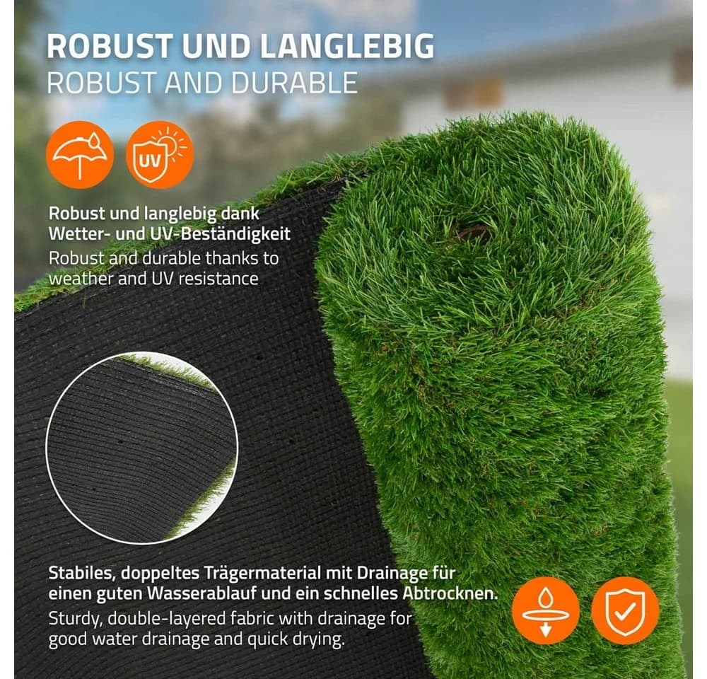 ECD Germany Kunstrasen Rasenteppich Grün Outdoor Wetterfest - Bild 3