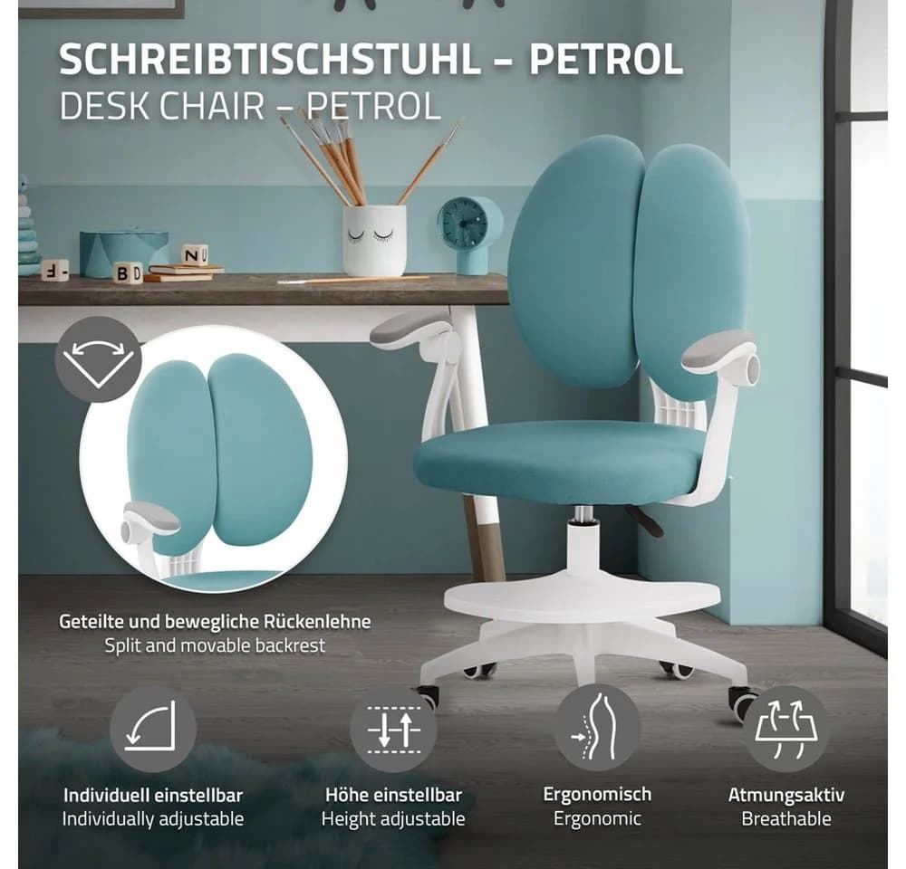 ML-DESIGN Kinder-Schreibtischstuhl ergonomisch blau höhenverstellbar