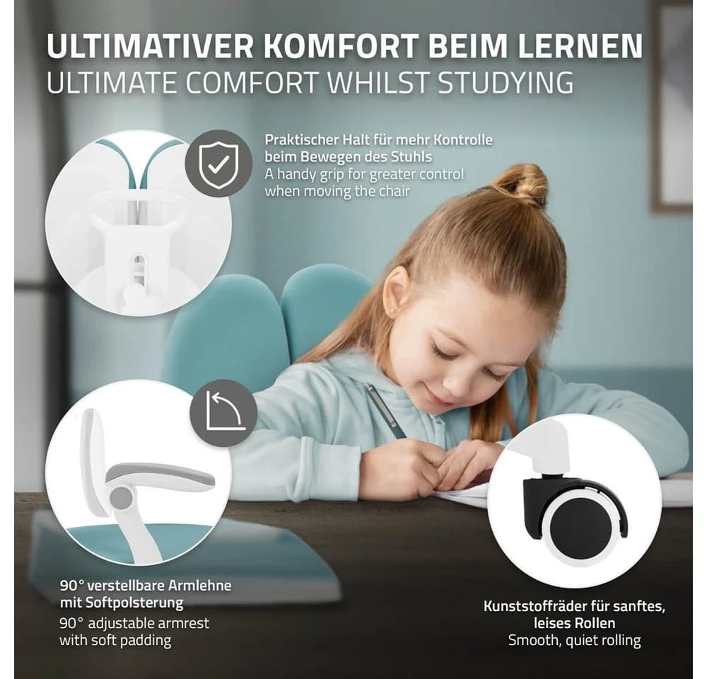 ML-DESIGN Kinder-Schreibtischstuhl ergonomisch blau höhenverstellbar - Bild 3