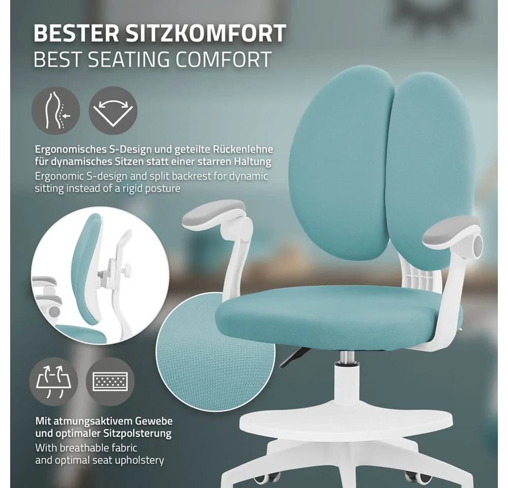 ML-DESIGN Kinder-Schreibtischstuhl ergonomisch blau höhenverstellbar - Bild 5