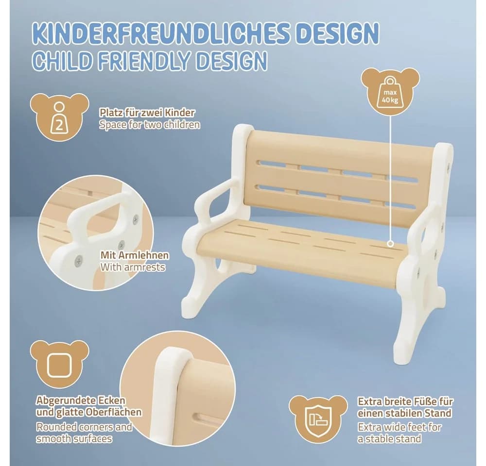 Joyz Kinderbank Braun-Weiß Kunststoff mit Armlehnen - Bild 3