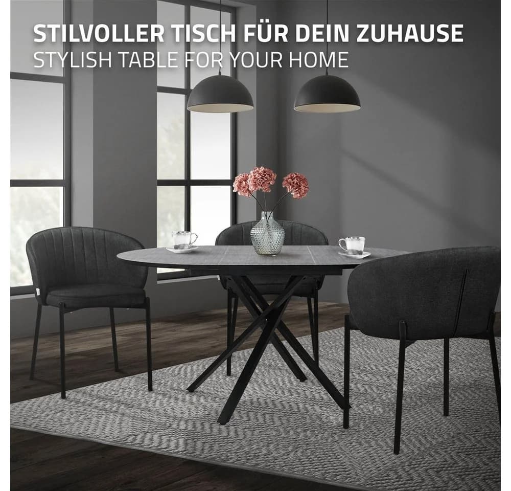 ML-DESIGN Ausziehbarer Esstisch Grau Meliert mit Stahlgestell - Bild 5
