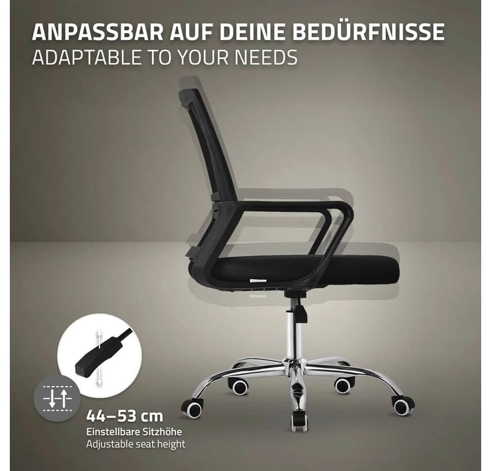 ML-DESIGN Bürostuhl Schwarz mit Netz-Rückenlehne & Armlehnen - Bild 4