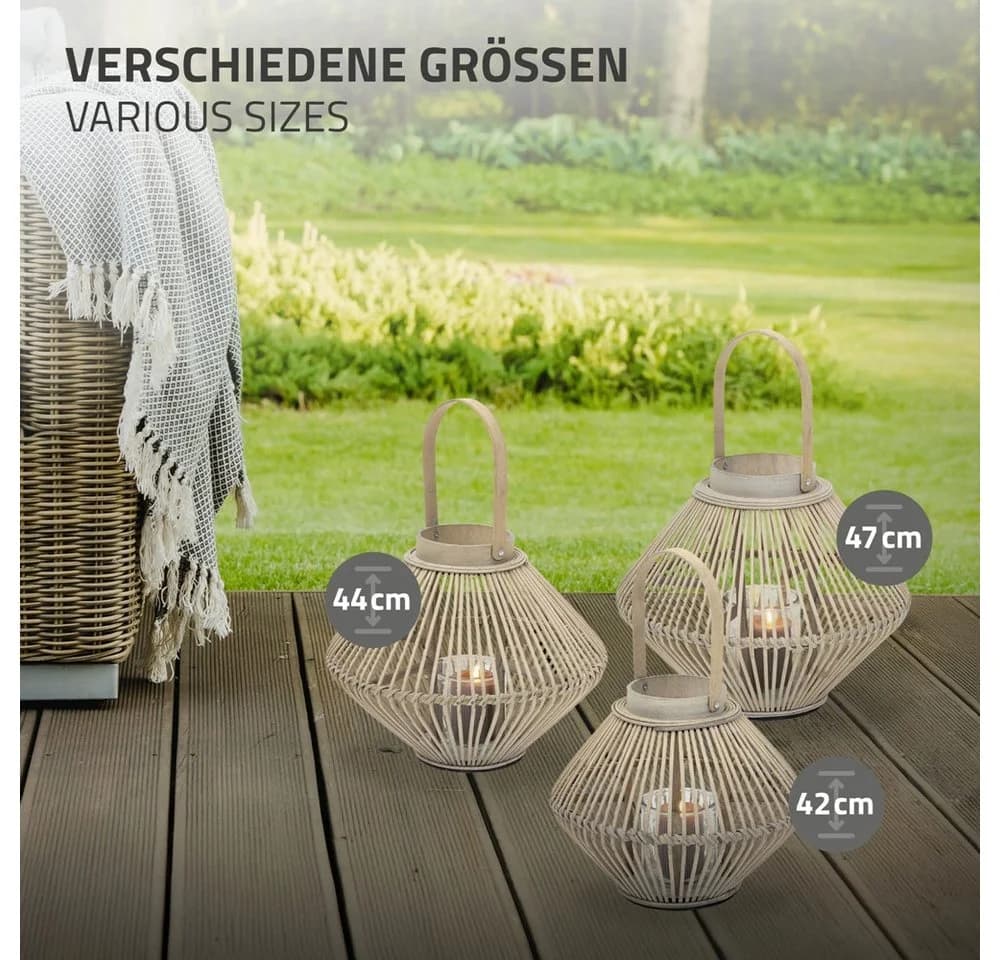 ECD Germany Kerzenlaterne Bambus Boho mit Henkel & Glas - Bild 5