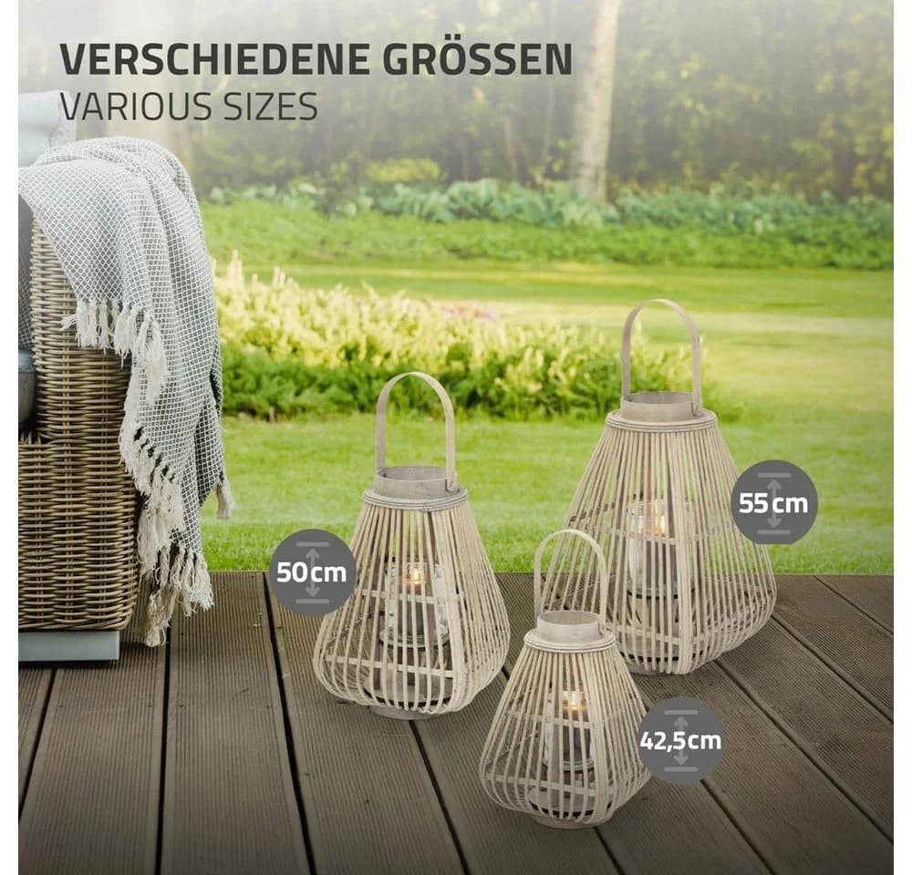 ECD Germany Bambus Laterne mit Henkel & Glas - Bild 5