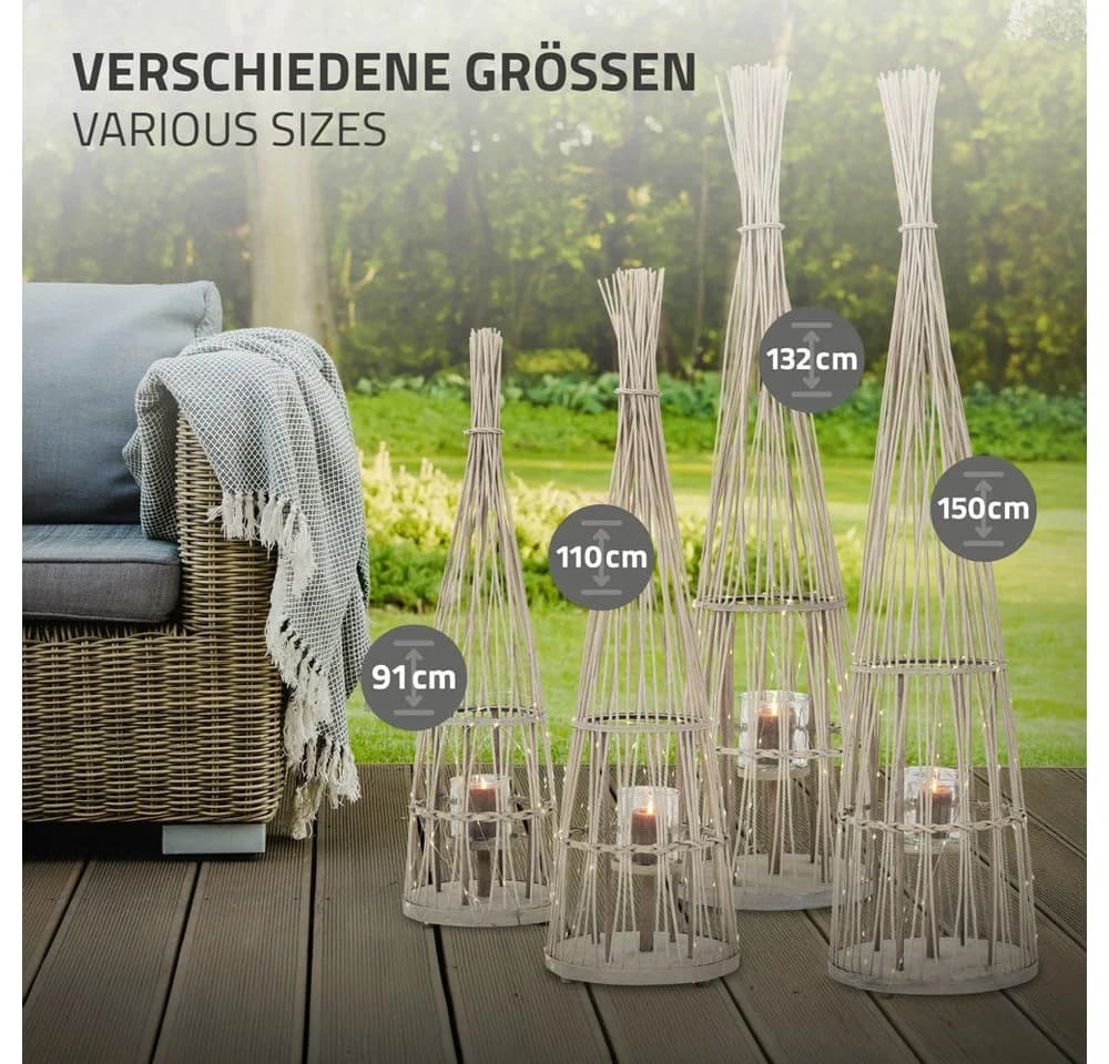 ECD Germany Bambus Laterne mit Kerzenglas & LED-Lichterkette - Bild 5